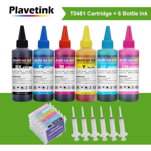 Plavetink 6 Color T0481 Refillable Ink Cartridge + 6×100ml Ink Kit For Epson Stylus Photo R200 R220 R300 R300M Printer With Chip