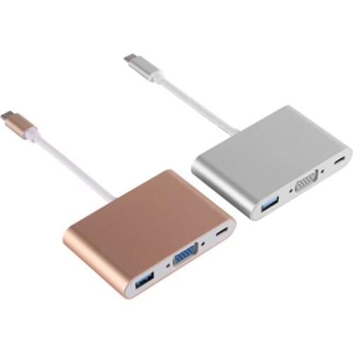 USB3.1 Type-C To VGA Converter Three-in-one Docking Cable One for Three Type C To VGA HUB Converter Drive-free