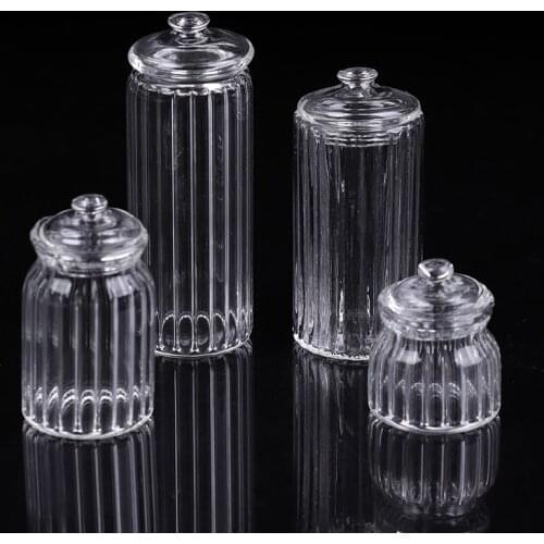 Dollhouse Miniature Glass Candy Jar Simulation Candy Bottle Model Toy 1/12 Scale Pretend toy for home Kitchen Decora