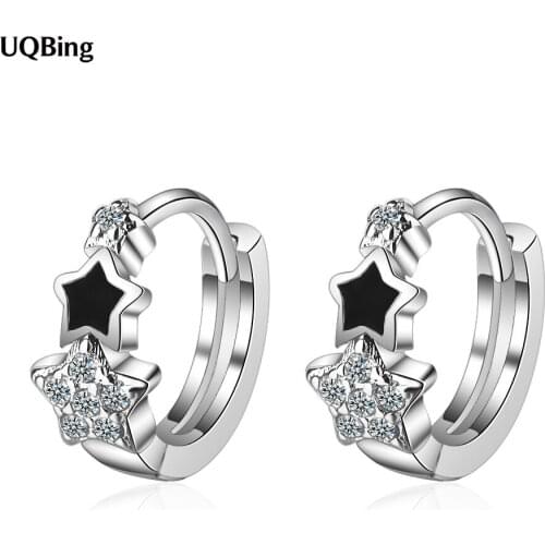 Lovely Cute Silver 925 Star Zircon Clip Earrings for Women Wedding Jewelry Earrings On Clip