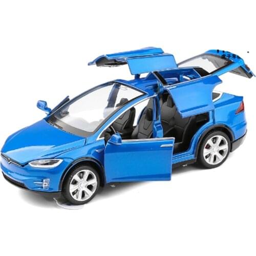 High Simulation 1:32 Tesla Model X90 Metal Model Acousto-optic Pull-back Toy Car 4 Open Door Flashing Music Kids Toy Gift