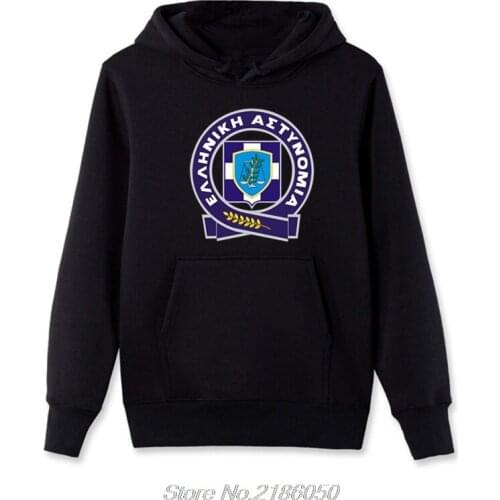 Fashion Casual Men Cotton Greece Greek National Police Logo Hoodies Men Fleece Sweatshirts Hooded Streetwear