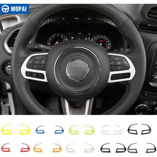 MOPAI ABS Interior Steering Wheel Button Decoration Cover Trim Stickers For Jeep Renegade 2015+ For Compass 2017+ Car Styling