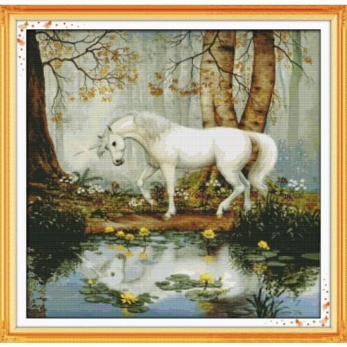 Unicorn garden Printing pattern Cross Stitch Kits Printed Canvas DMC Counted Cross-stitch set Embroidery Needlework Home Decor