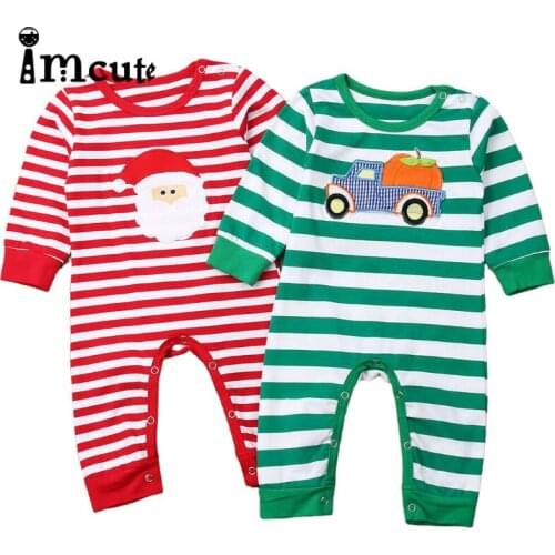 Imcute Newborn Baby Boys Girls Striped Costumes Outfits Long Sleeve Halloween Christmas Rompers Bodysuits One-Piece Clothes Set
