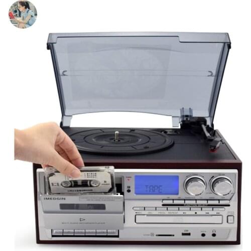 2021 IMED IRetro New Ruby Laser Vinyl Record Player Phonograph CD Tape Radio Bluetooth USB Retro AC220V