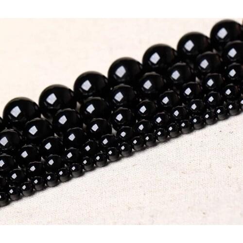Wholesale AAA+ Natural Black Agat Stone Beads For Jewelry Making DIY Bracelet Necklace 4mm 6mm 8mm 10mm 12mm Strand 15.5