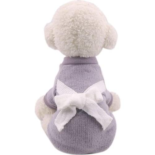Autumn&Winter Bowknot Pet Comfortable Soft Vest Lovers Coat for Small Dog Pink Gray Dog Clothes Bulldogs Teddy Puppy Costumes