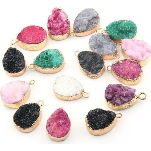 13*18mm Natural Color Water Crystal Bud Pendant Semi Precious Stone Water Drop Shaped Hemmed Pendant DIY Jewelry Necklace