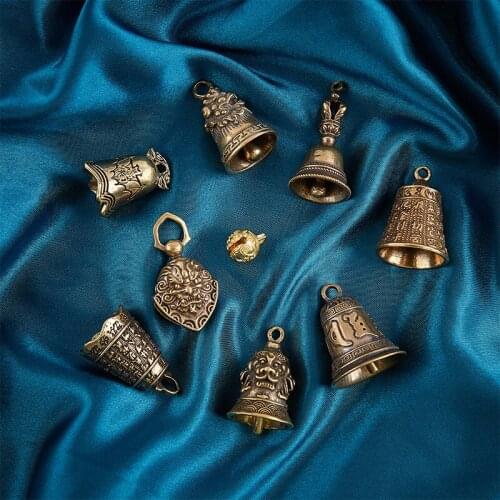 1 Pcs Brass Six-character Bell Gourd Heart Sutra Bat Keychain Pendant For DIY Jewelry Accessories