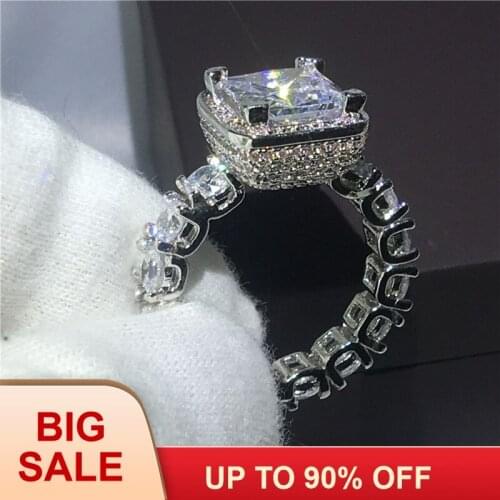 Majestic Sensation Court style Silver color Bridal rings 2ct AAAAA zircon Cz Engagement wedding band ring for women Gift