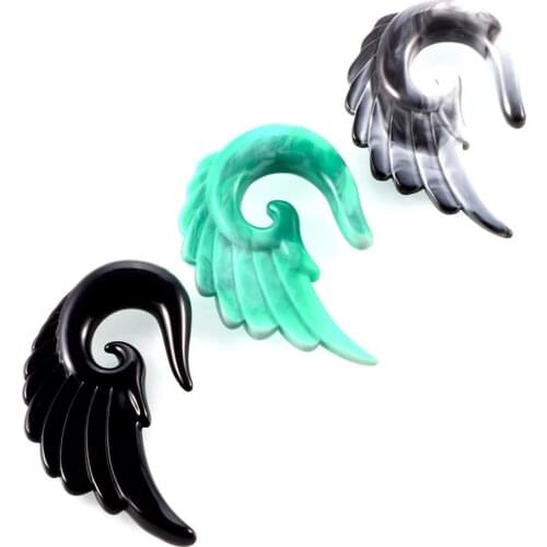 1Pair Sale Acrylic Ear Plugs Tunnels Angel Wing Ear Spiral Piercing Taper Stretcher Expander Hot Fashion Ear Plugs Tunnels
