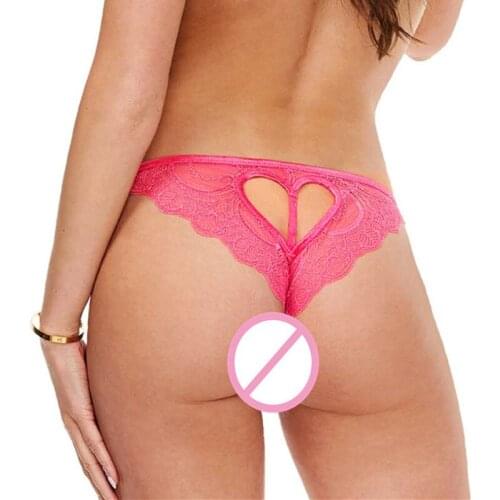 Plus Size Sexy Crotchless Lace Panties Erotic Lingerie Women Sexy Briefs Open Crotch Thongs & Tangas Heart Cut Out Sexy Panty