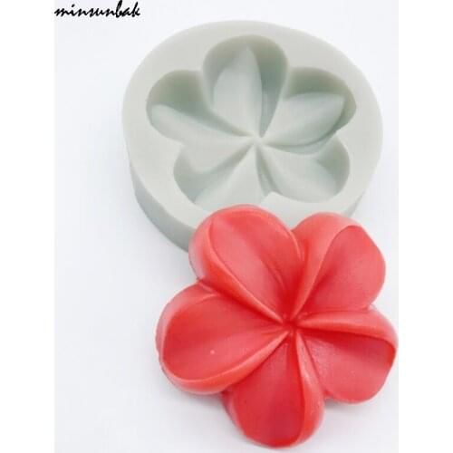 Minsunbak 3D Flowers Handmade Soap Silicone Mold Plumeria Chocolate Mold Scented Candle Clay Mold