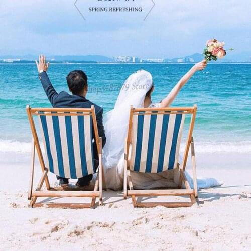 Beach chair folding chair solid wood lounge chair canvas chair lunch break chair outdoor portable chair accompanying chair lazy