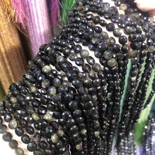 Oblate Cut Natural Stone Beads Obsidians Loose Stone Bead For Bracelet Necklace Jewelry Making DIY Size 6mm