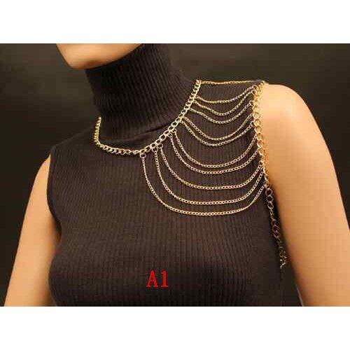 STYLE A1 Gold colour CHAIN DOUBLE SHOULDERS CHAIN JEWELRY 3 COLORS