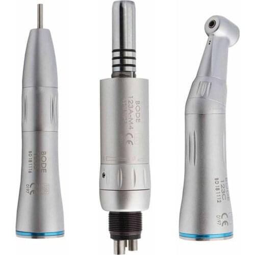Dental Low Speed Handpiece Set Inner Water Spray Air Turbine Dental Handpiece Straight Contra Angle Air Motor 4Holes BODE