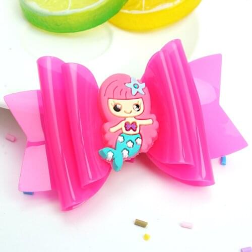 CN 3" Mermaid Waterproof Hair Bow Glitter Jelly Bow for Baby Girls Fashion Bling Handmade Hairpins Barrettes Hair Accessories