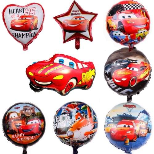 Wholesale Cars Foil Balloons 50 pcs Disney Cartoon Cars Globos Handheld Air Balloon Happy Birthday Party Decorations Kids Toys