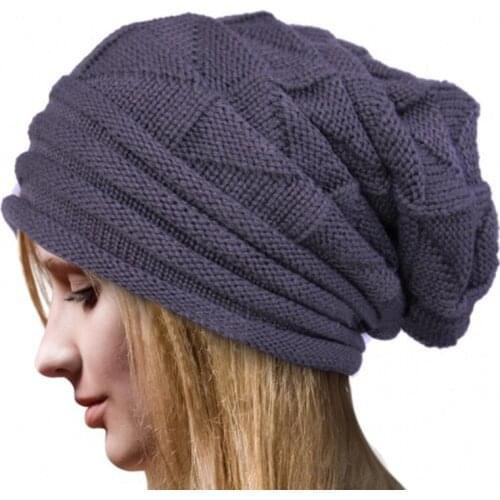 Crochet Skullies Hats Unisex Knitted Beanie Women Winter Outdoor Casual Solid Color Keep Warm Bonnet Female Elastic Caps