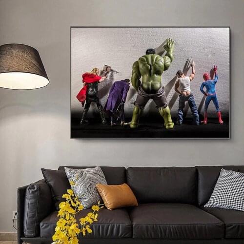 Marvel Superhero Funny Canvas Paintings Avengers Posters and Prints Wall Art Print Canvas Boys Gifts Bathroom Home Decor Cuadros