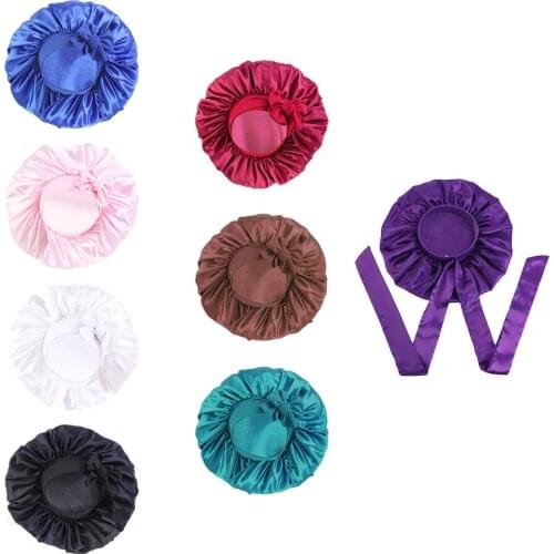 Women Satin Bonnet Sleep Bonnet Caps - Wide Stretch Ties Breathable Satin Caps for Ladies Girls Sleeping Hair Bonnet