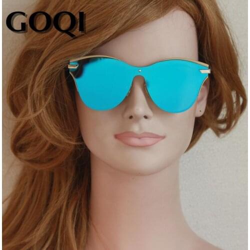 GOQI 2018 iconic style lady cat eyes most fashion polarized blue flash lens sunglasses , holiday big size women sunglasses