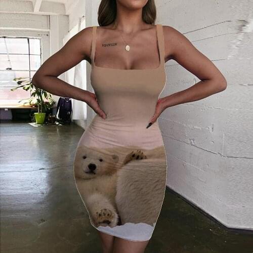Giyu Brand Bear Dress Women Animal Vestido Sexy Russia Bodycon Dress Love 3d Print Womens Clothing Mini Evening Short Beach