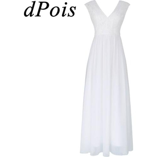 Summer Womens Dress Floral Embroidery Chiffon V Neck Maxi Long Dress Wedding Bridesmaid Evening Gown Elegant Women Dress