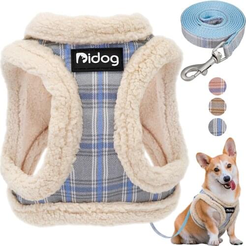 Winter Pet Dog Harness Soft Puppy Cat Harness Leash Set Warm Dogs Clothes No Pull Adjustable Vest For Small Dogs French Bulldog