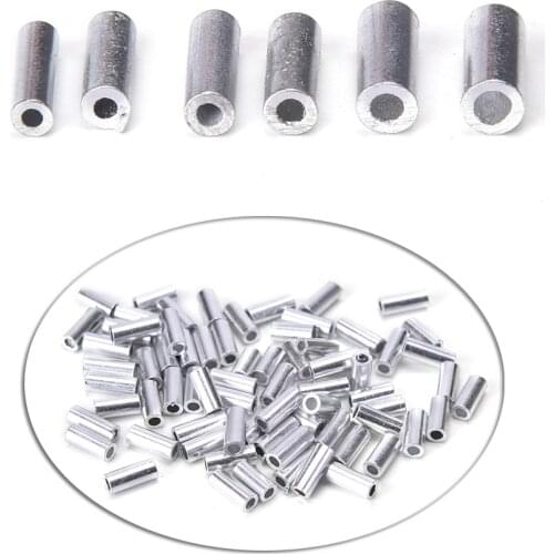 100pcs/bag Stainless Steel Fishing Line Aluminum Crimp Sleeve Copper Tube 1.0mm-2.8mm Sea Fishing Accessories Line Tube