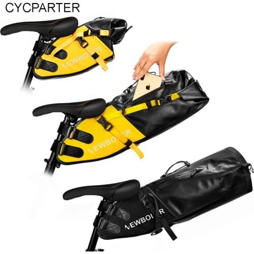 100%Waterproof Bike Bag 10L/12L/13L Large Capacity Saddle Bag Cycling Foldable Reflective Tail Rear Bag MTB Road Trunk Bike Bag