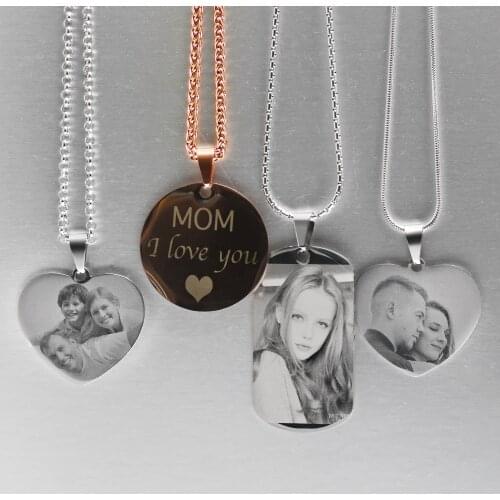 4 Colors Customized Engrave Text Stainless Steel Pendant Necklace Rectangle Shape ID Tag Accept 1pcs Customize VD-002