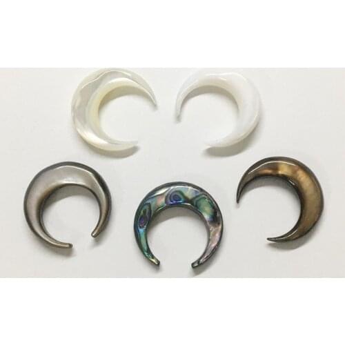 FUWO Natural Mother Of Pearl Crescentl Pendant Double Horn 20mm Shell Beads For Jewelry Making 5 pieces/lot S025
