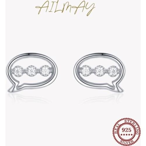Ailmay Genuine 925 Sterling Silver Irregular Geometric Shape CZ Earrings For Women Girls Anti-allergy Fine Jewelry Gifts