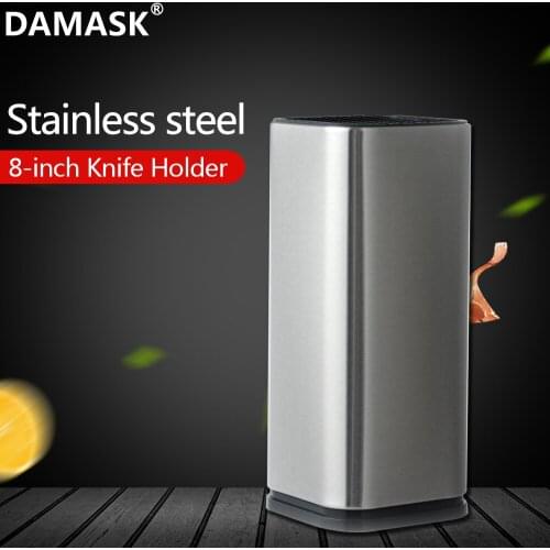 Damask Knives Block 8 Inch Kitchen Knife Holder Large Capacity Stainless Steel Knives Stand Multifunctional Knife Cooking Tool