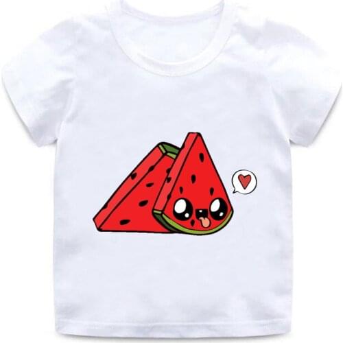 Childrens t-shirt European and American fashion watermelon printing short-sleeved round neck solid color boys and girls t-shirt