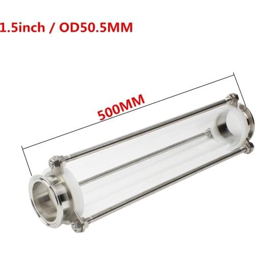 304 Stainless Steel 1.5 inches OD50.5MM Tri Clamp Clover Sanitay Flow Sight Glass Diopter with longer size 500MM