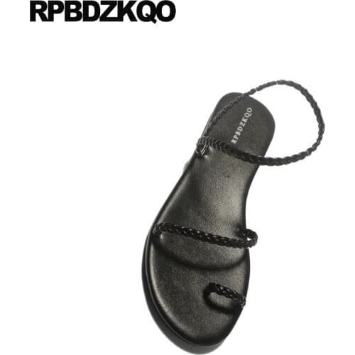 Designer Shoes Women Luxury 2017 Flat Black Slip On 2018 Soft Ladies Slingback Beach Open Toe Summer Sandals Cheap Strap Ring