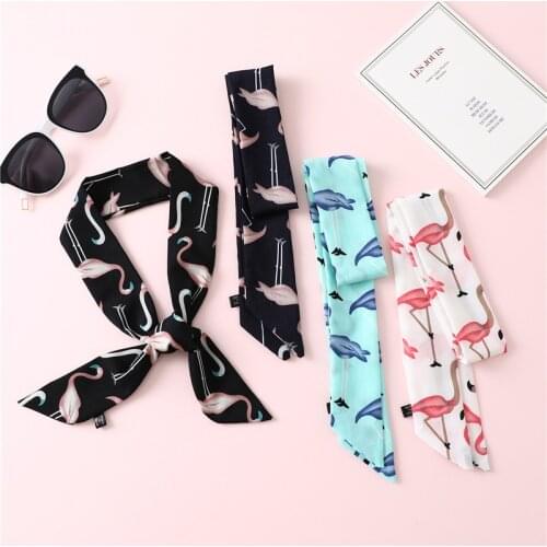 Long Silk Scarf Women Neckerchief Designer Print Bag Handle Wrap Scarfs Lady Neck Hair Scarves Tie Foulard Headband 2020 Fashion