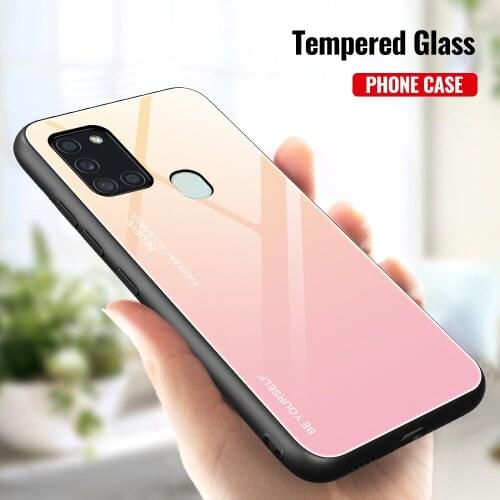 Gradient Tempered Glass Case For Samsung A21S A31 A50 A51 A91 Case For Samsung A8 A9 A10 A20 Anti-scratch Colorful Phone Case