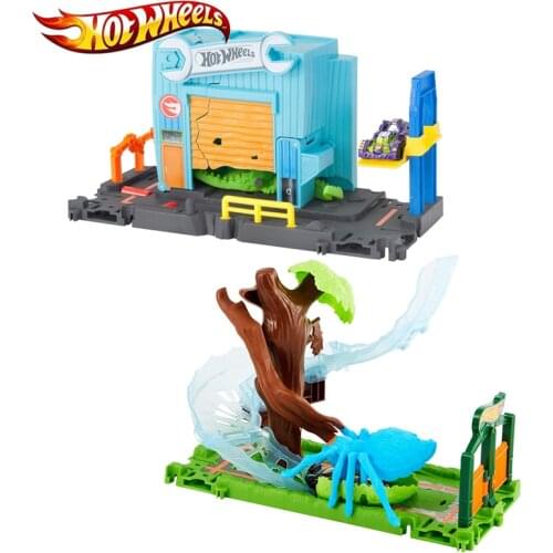 Original Hot Wheels City Nemesis Attack Beast Scene Set Crocodile Series Garage Metal Car Gator Toy Car Track Building FNB06