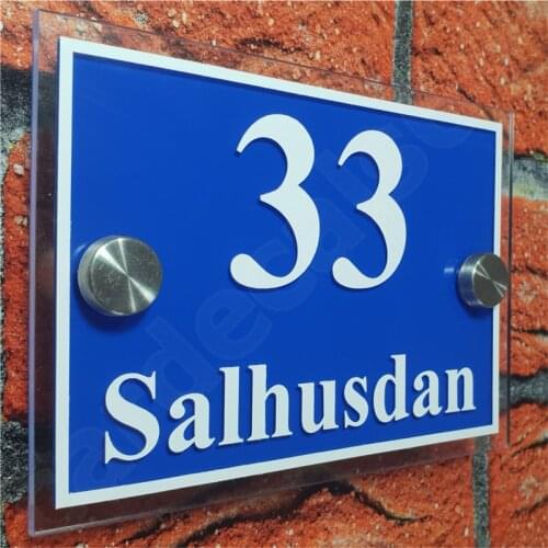 Customized Acrylic House Signs Door Plates House Number Plaques Signs with Blue Film and Colorful Text 200mm*1400mm