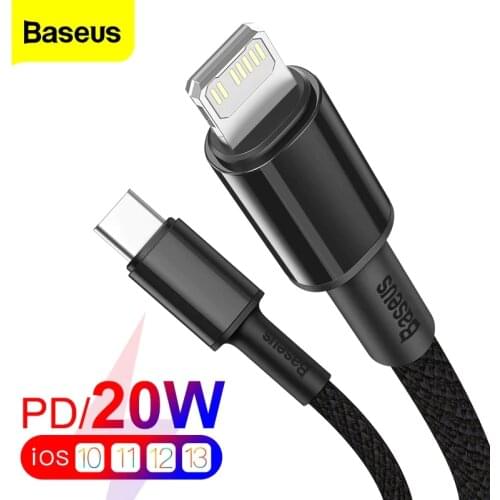 Baseus 20W USB Type C to Lighting Cable for iPhone 12 Mini Pro Max PD Fast Charging Cable For iPhone 11 Pro X 8 7 Plus Data Wire