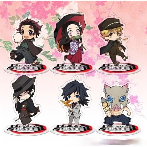 Kimetsu no Yaiba Acrylic Model Doll Keychain Yuu Kamado Tanjiro Kamado Nezuko Action Figure Toy Keyring Pendant 8cm