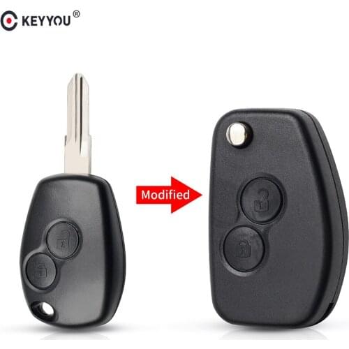 KEYYOU 2 Button Modified Key Shell For Renault Dacia Modus Duster Clio Espace Flip Folding Remote Key Blank Car Key
