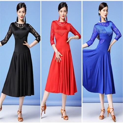 Latin Dance Costume Dress Competition Dress for Ballroom Salsa Jazz Cha Cha Dance Wear Practice Dress Lace Tassel