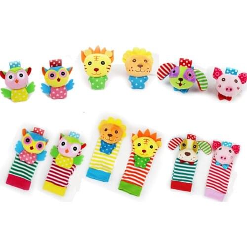 Cartoon Infant Baby Soft Animal Wrist Rattle and Baby Foot Socks Rattle Toys Baby Kids Rattle toys 0~24 Months 30% off