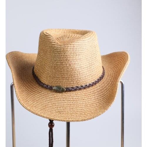 Mens Western Cowboy Hat Summer Foldable Straw Hat Men Beach Sun Hat Big Brimmed Panama Hat Gift Wholesale